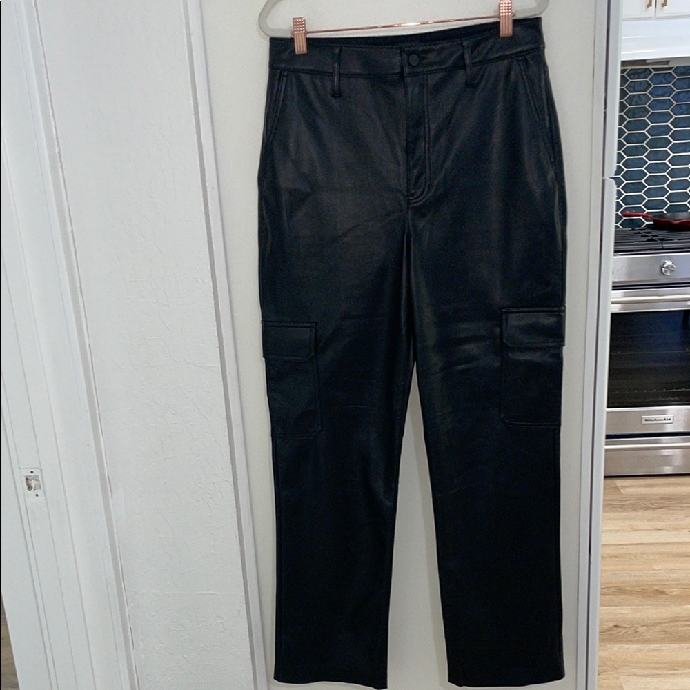 Express Modern Straight Leg Super High Rise Faux Leather Pant | 10R